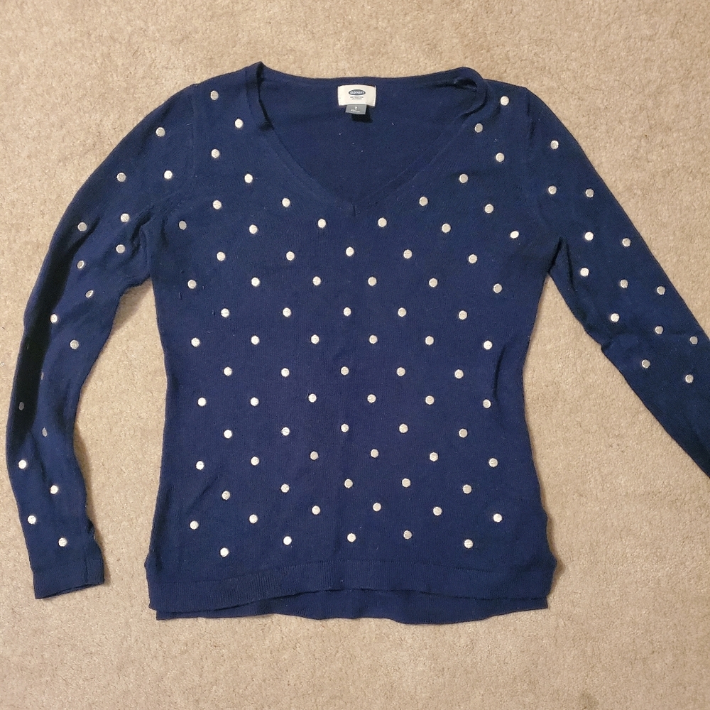 Navy polka dot sweater